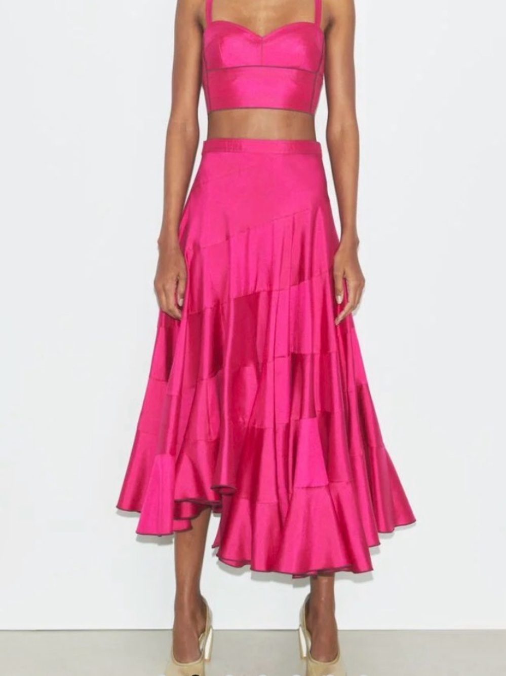 Tory Burch paneled cotton-silk flared skirt